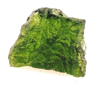 水晶院のモルダバイトの原石の表